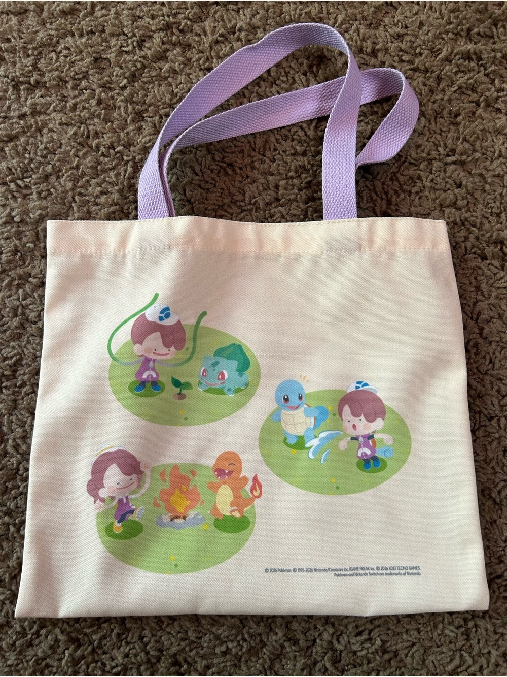 Pokemon Pokopia Canvas Tote with Lilac Handles - Picture 2 of 2